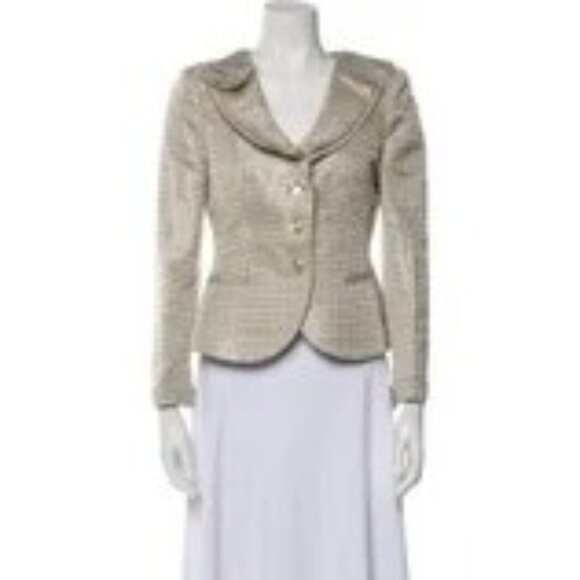 Armani Collezioni Vintage Houndstooth Silk Evening Blazer - Picture 1 of 5